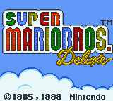Super Mario Bros Deluxe title screen for GameBoy Color